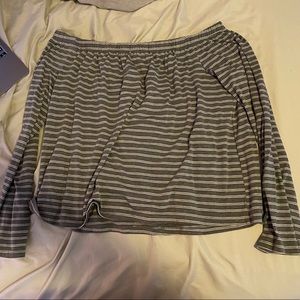 striped off the shoulders long sleeve shirt